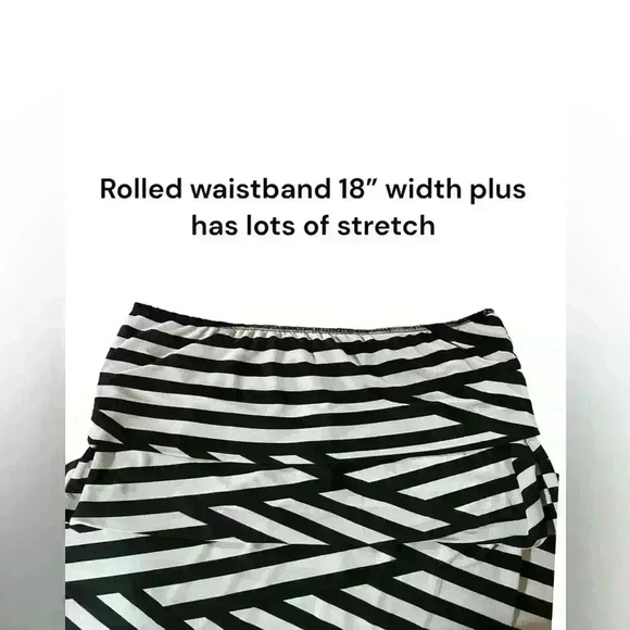 Plus Size 2XL Maxi Skirt with fold over waist  Black White Print - Picture 4 of 6